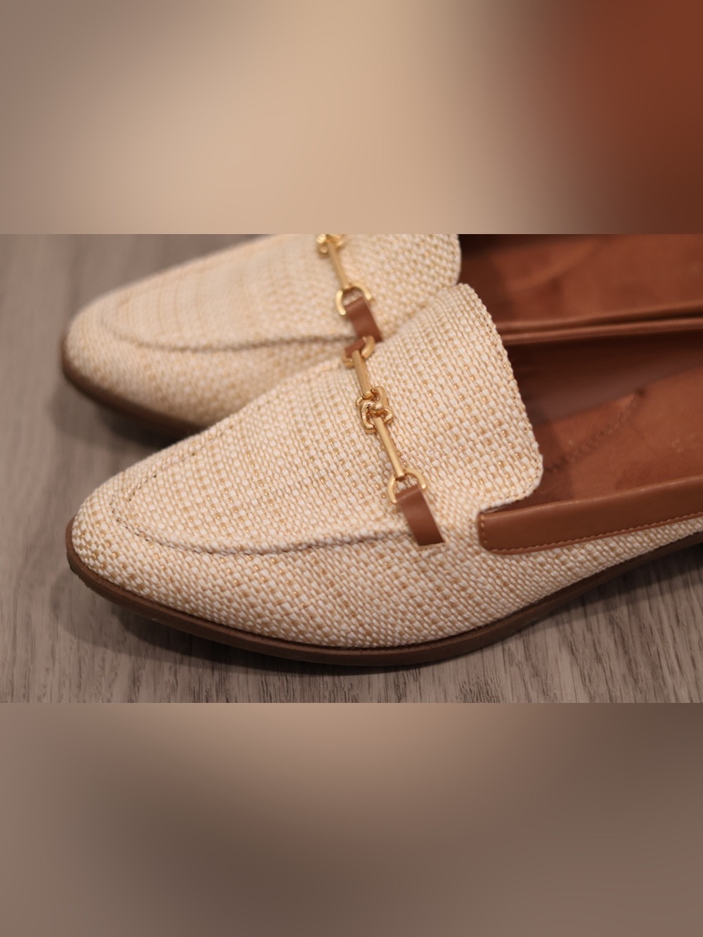 Aerosoles Raffia Woven Horsebit Mule Loafers Cream Tan Women’s Size 9.5